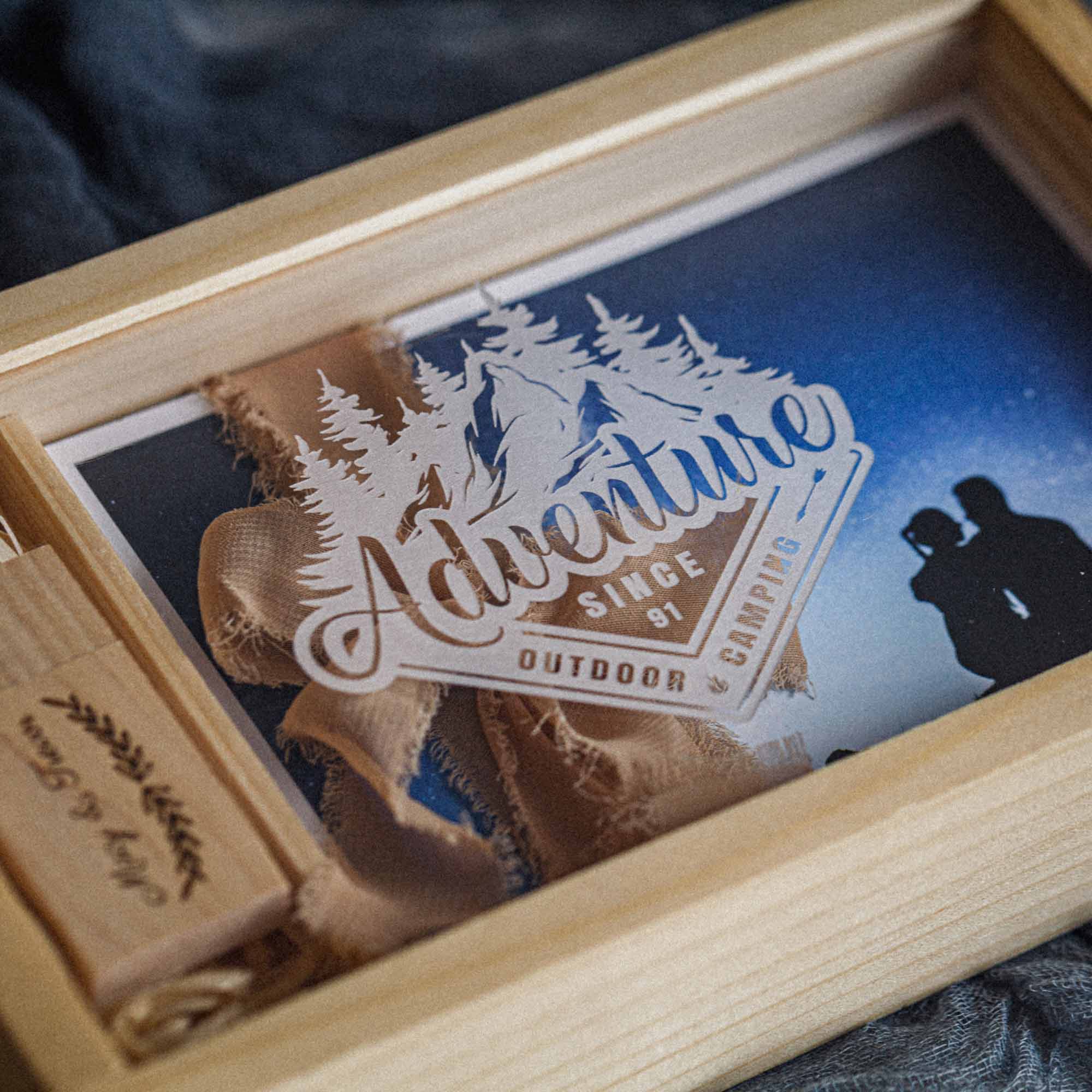 Gift for Wedding Couple - Personalized Wooden Photo Box with USB 3.0 Flash Drive - NZHANDICRAFT
