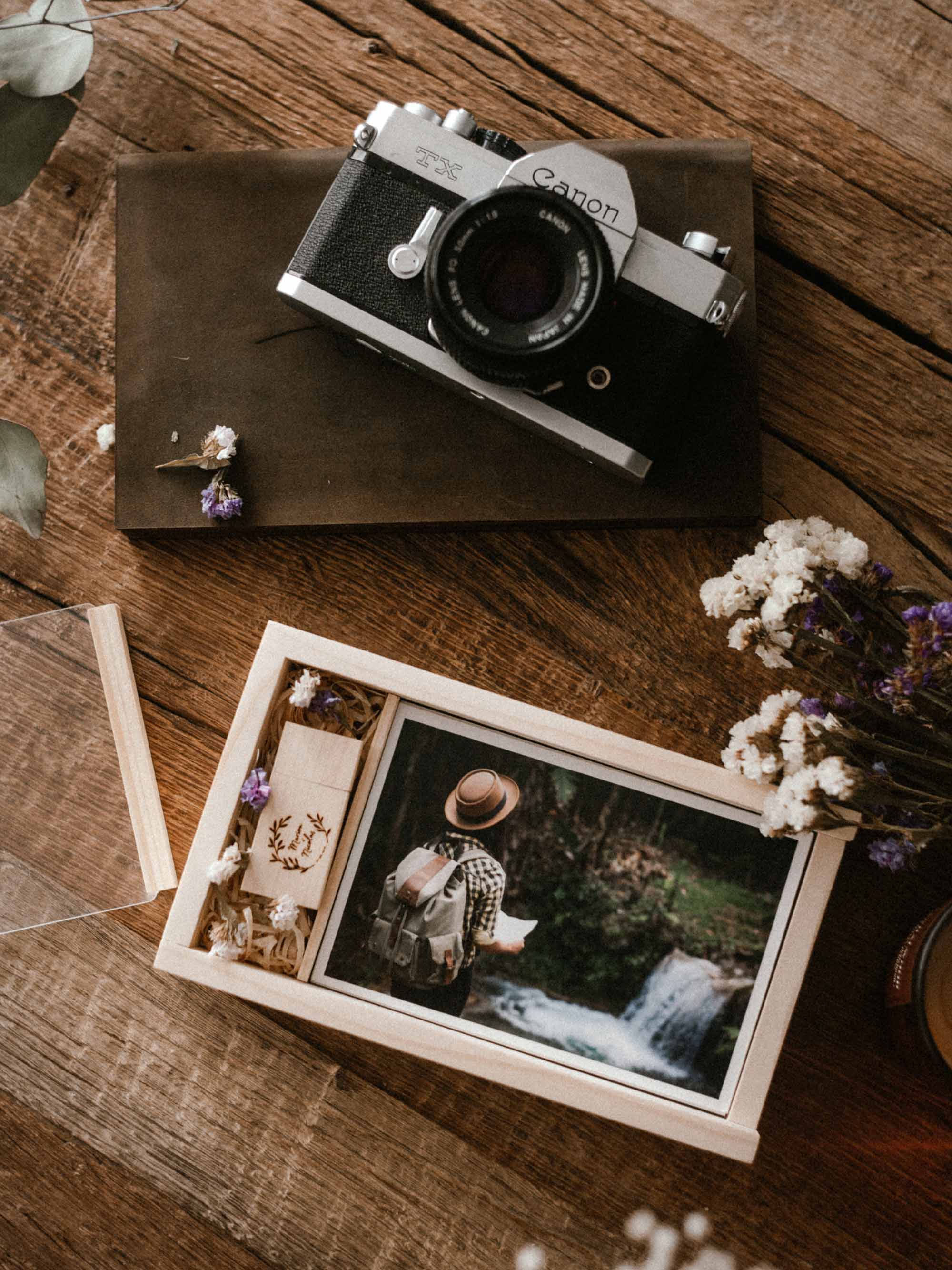 Gift for Wedding Couple - Personalized Wooden Photo Box with USB 3.0 Flash Drive - NZHANDICRAFT