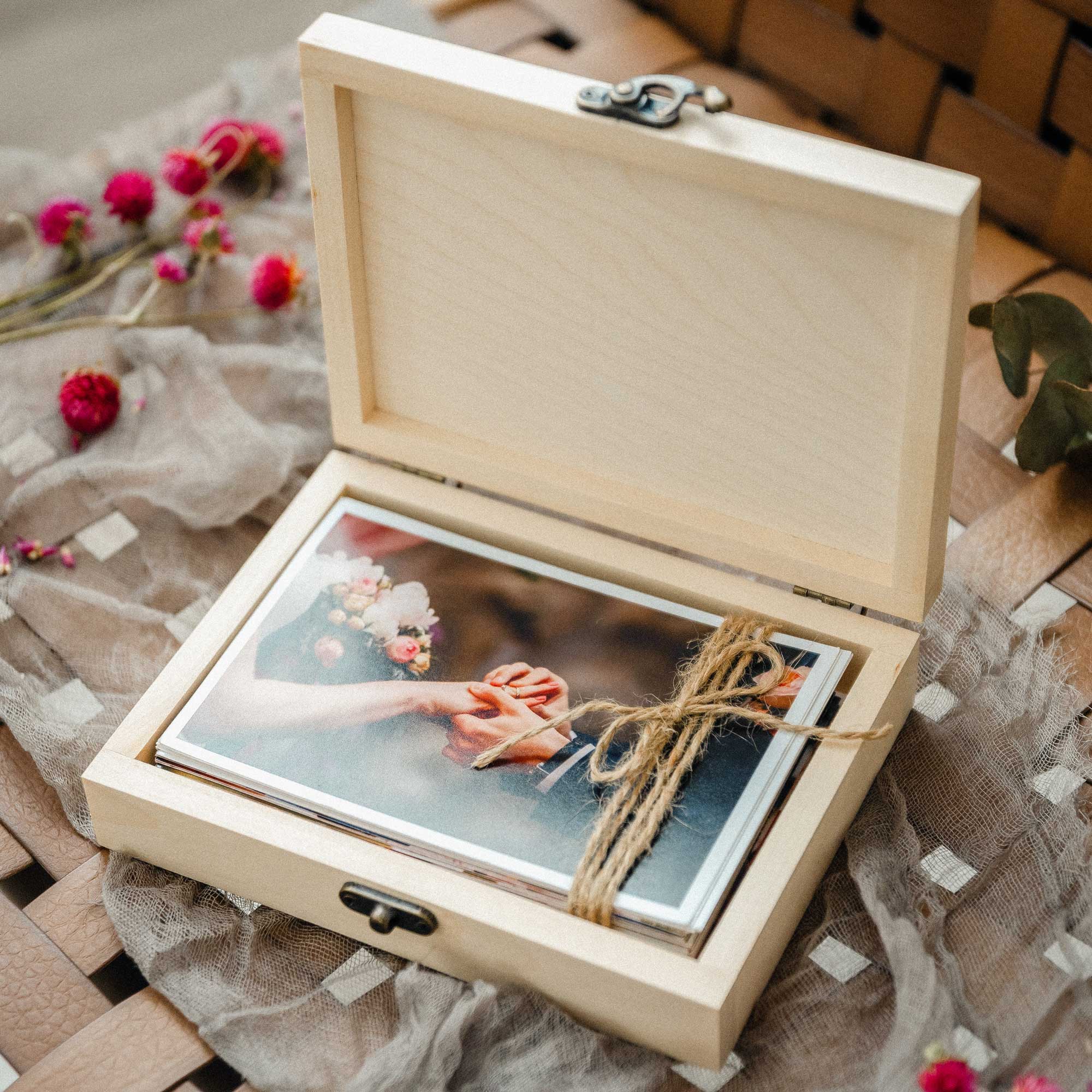 Natural Wood Photo Box – An Elegant Keepsake for Weddings & More - NZHANDICRAFT