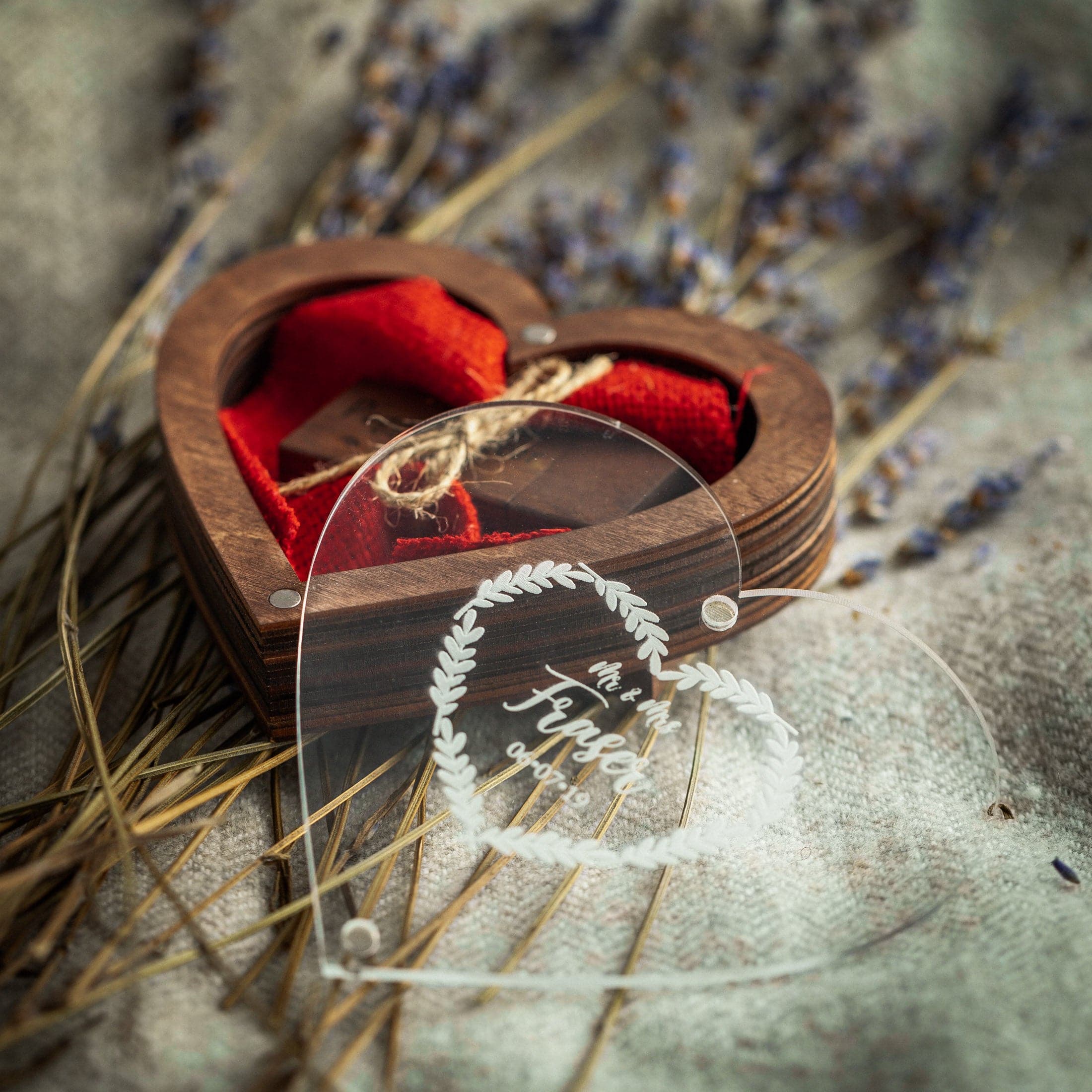 Personalized heart-shaped USB box close-up