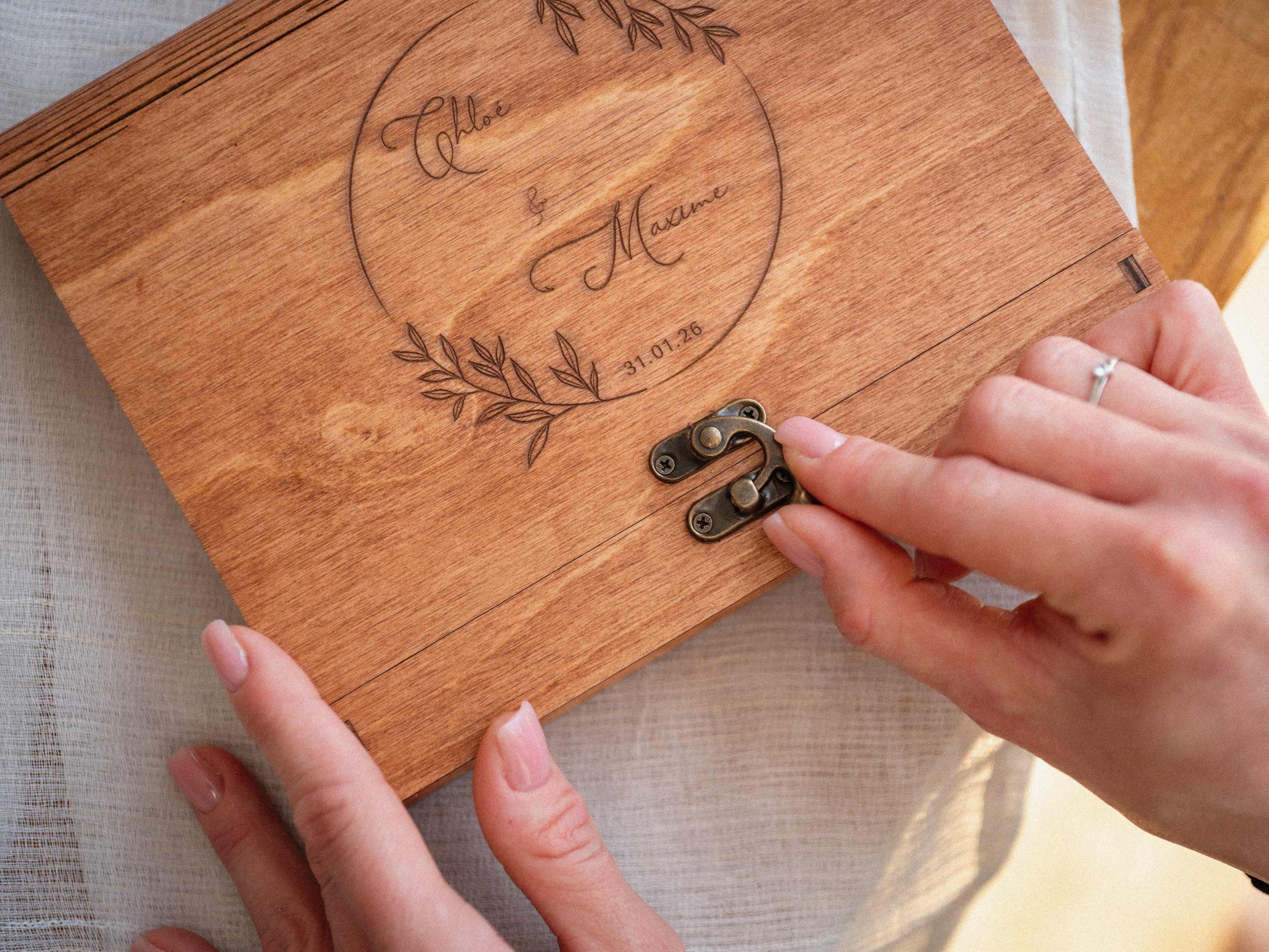 Personalized Teak photo box lid