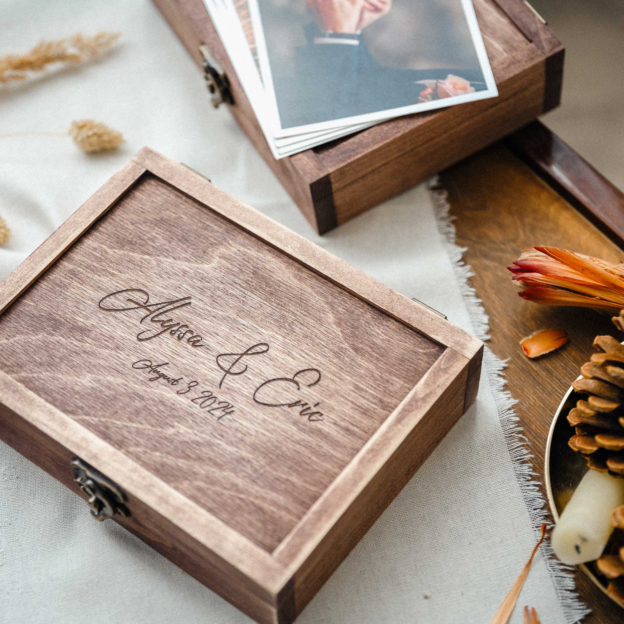 Vintage Wooden Photo Box – Personalized Keepsake for Weddings & Special Occasions - NZHANDICRAFT