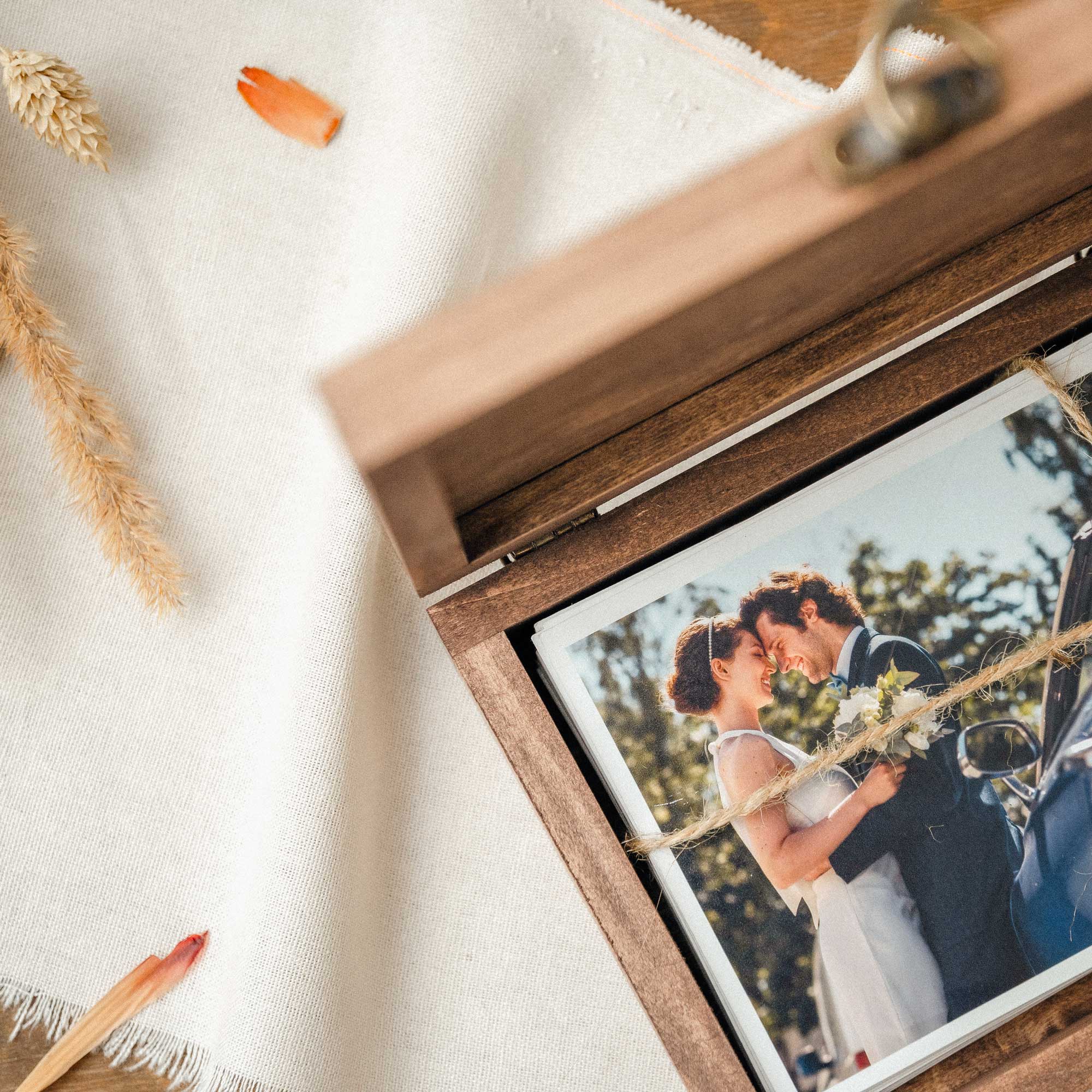 Vintage Wooden Photo Box – Personalized Keepsake for Weddings & Special Occasions - NZHANDICRAFT