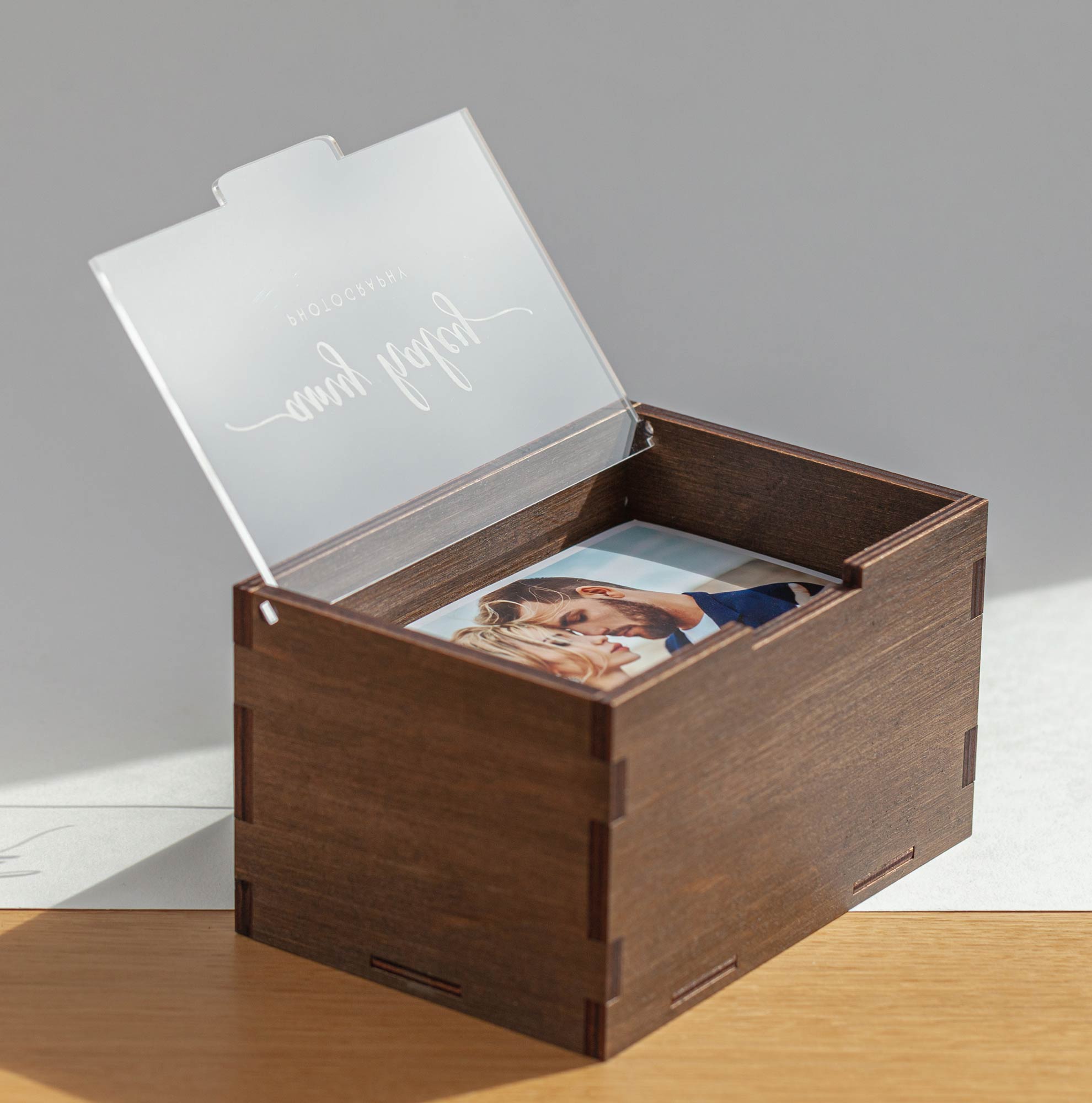 Wedding Photo Box with Acrylic Lid & USB 3.0 Flash Drive - Personalized Photography Gift (holds 250 photos) - NZHANDICRAFT