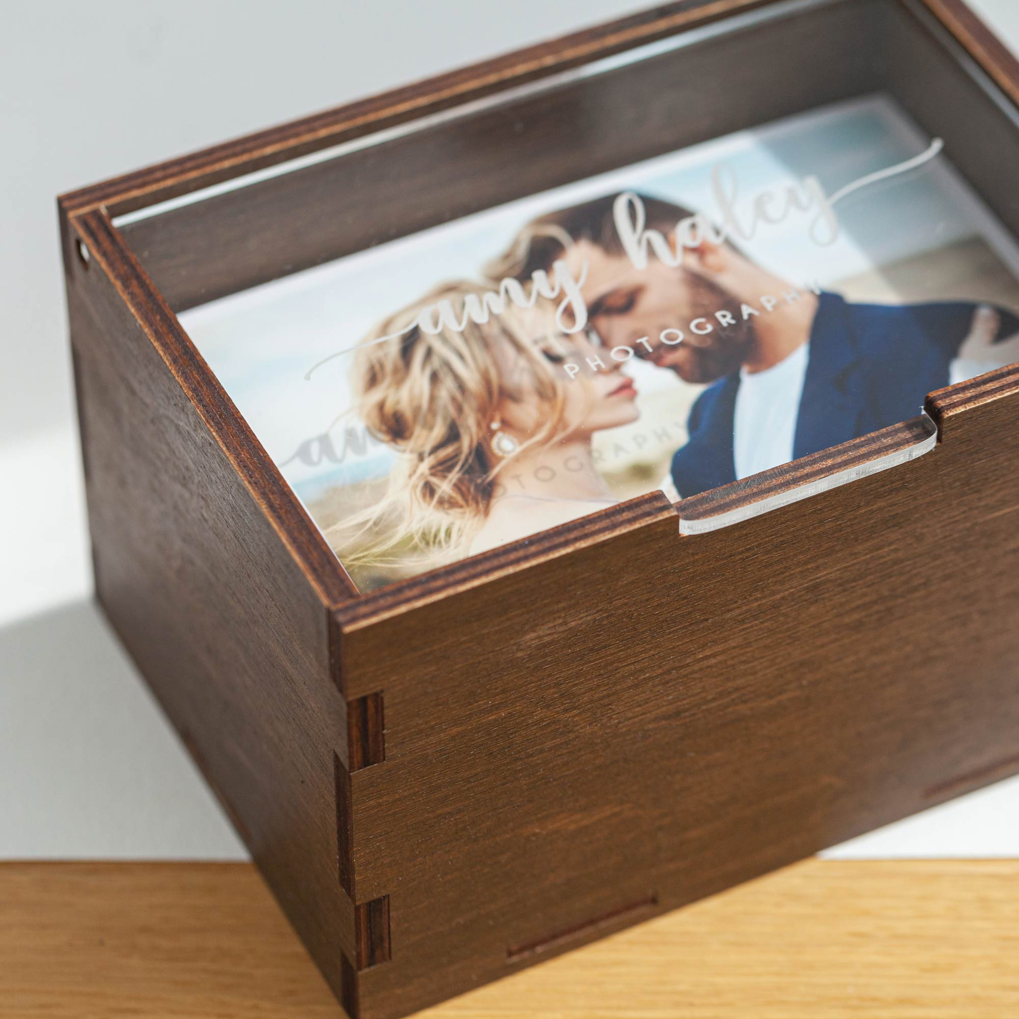Wedding Photo Box with Acrylic Lid & USB 3.0 Flash Drive - Personalized Photography Gift (holds 250 photos) - NZHANDICRAFT
