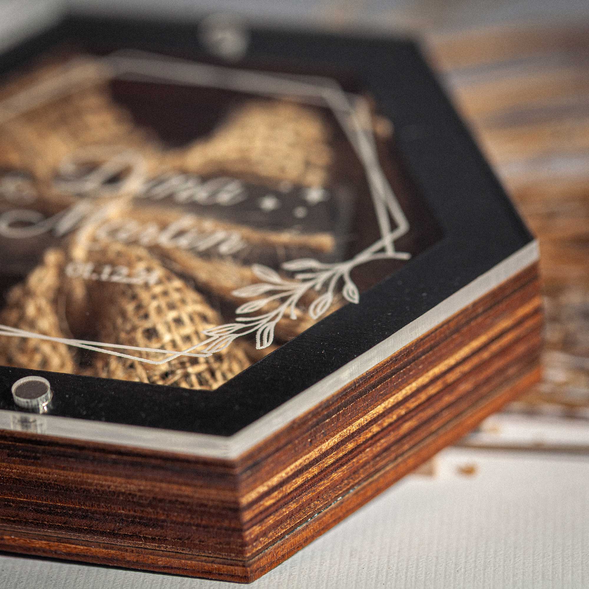 Wedding USB Box – Black Wooden Box with Engraved Acrylic Lid & Flash Drive - NZHANDICRAFT