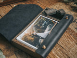 Black Photo Box made of Leather and Wood for Prints and USB Drive - nzhandicraft
