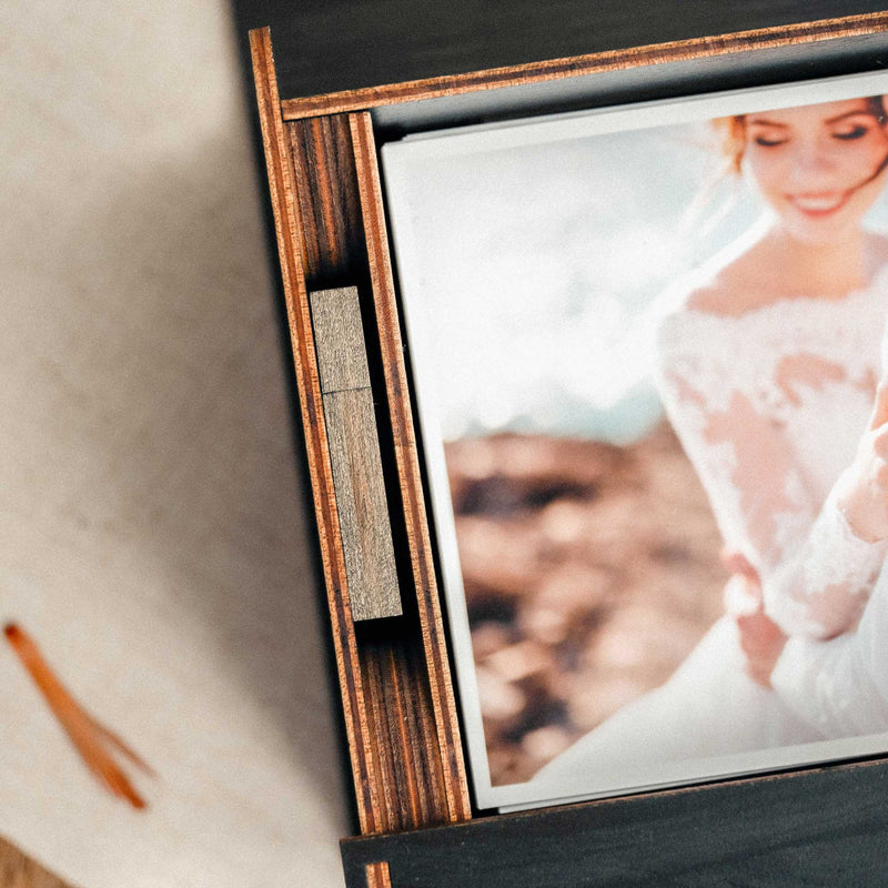 Black Wooden Photo Box – Elegant Personalized Gift for Wedding Photographers - NZHANDICRAFT