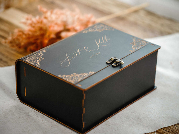 Black Wooden Photo Box – Elegant Personalized Gift for Wedding Photographers - NZHANDICRAFT