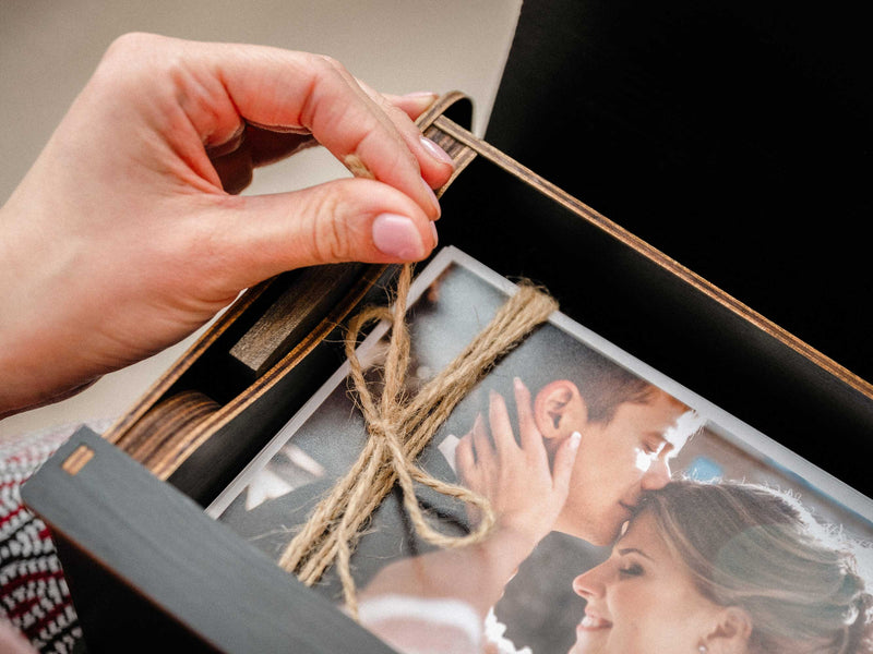Black Wooden Photo Box – Elegant Personalized Gift for Wedding Photographers - NZHANDICRAFT