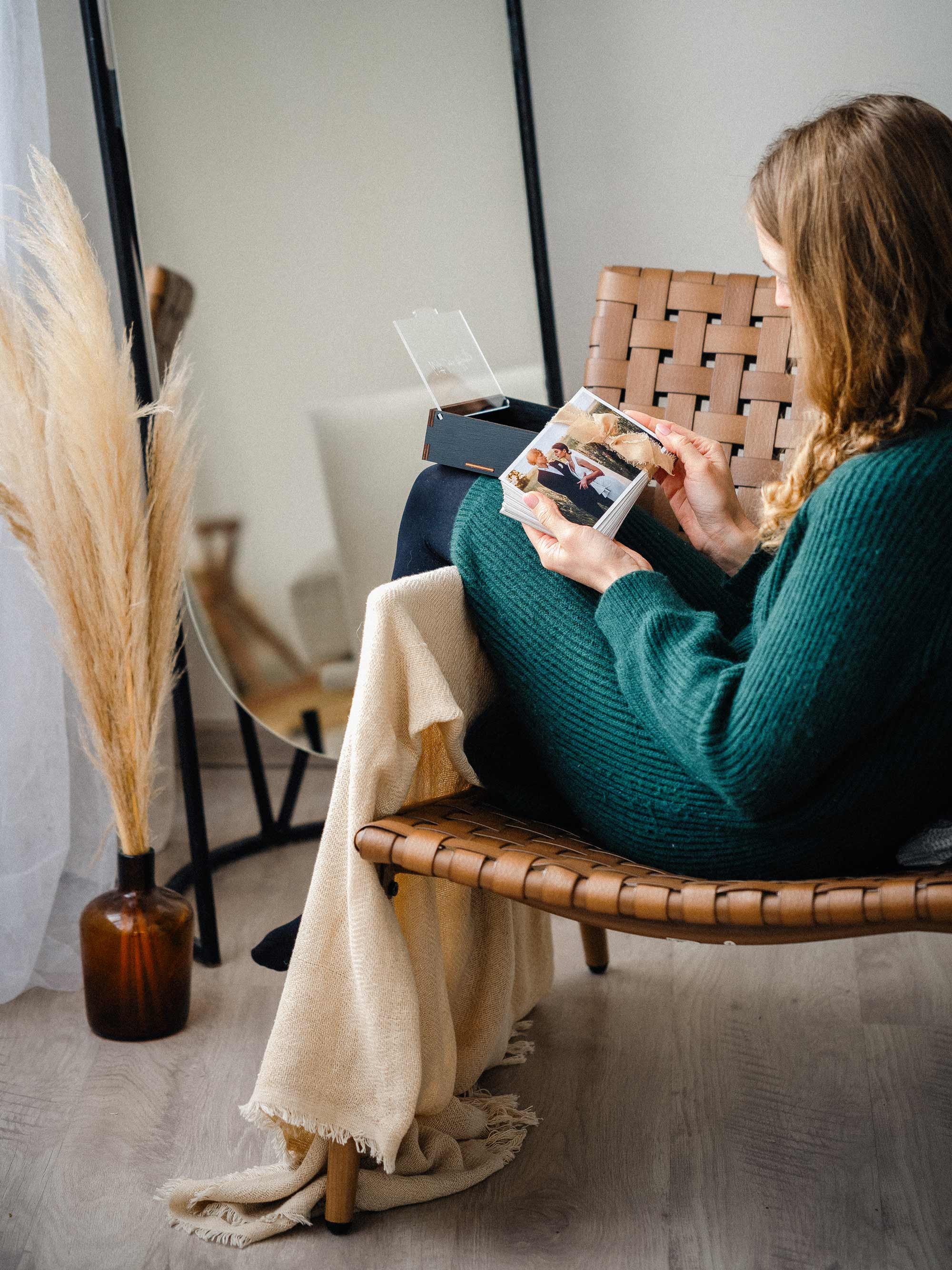 Black Wooden Photo Box with Personalized Acrylic Lid for Prints