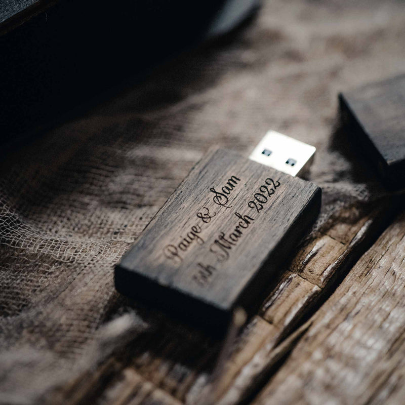 Black Wooden USB Flash Drive - Personalized Engraving, Elegant Gift for Men or Corporate - NZHANDICRAFT