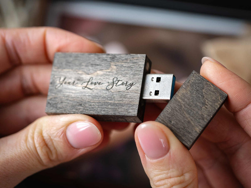 Black Wooden USB Flash Drive - Personalized Engraving, Elegant Gift for Men or Corporate - NZHANDICRAFT