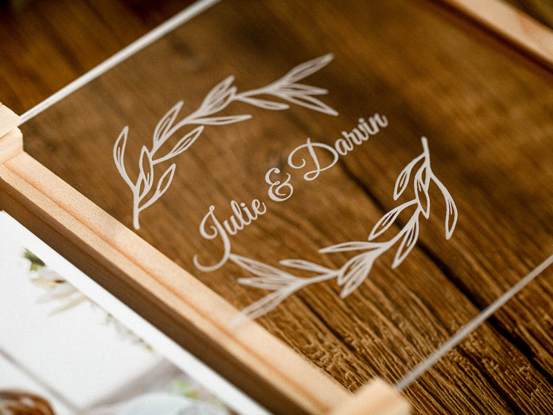Maple Wood Box with Personalized Acrylic Lid for Wedding Photo - nzhandicraft