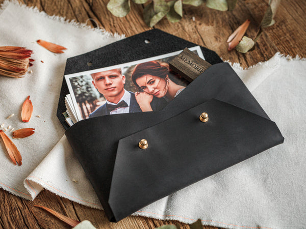 Customized Leather Envelope for Photos, Envelope Photo Pouch for Wedding Photographer - nzhandicraft