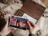 Walnut Wooden Photo Box & USB Drive for Wedding Memories - nzhandicraft