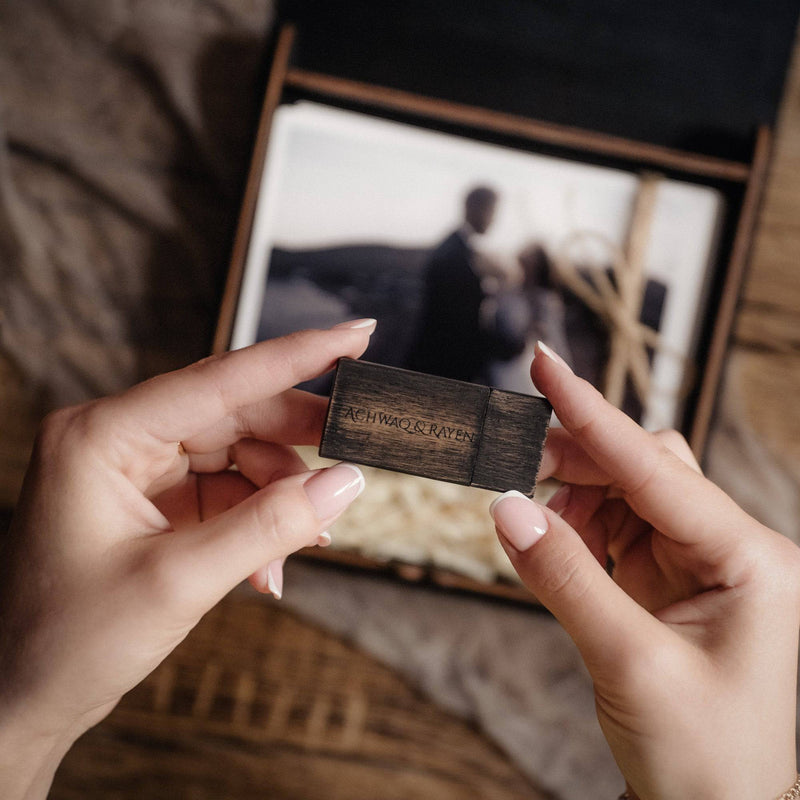 Elegant Black Wedding Photo Box - Preserve Your Memories in Style