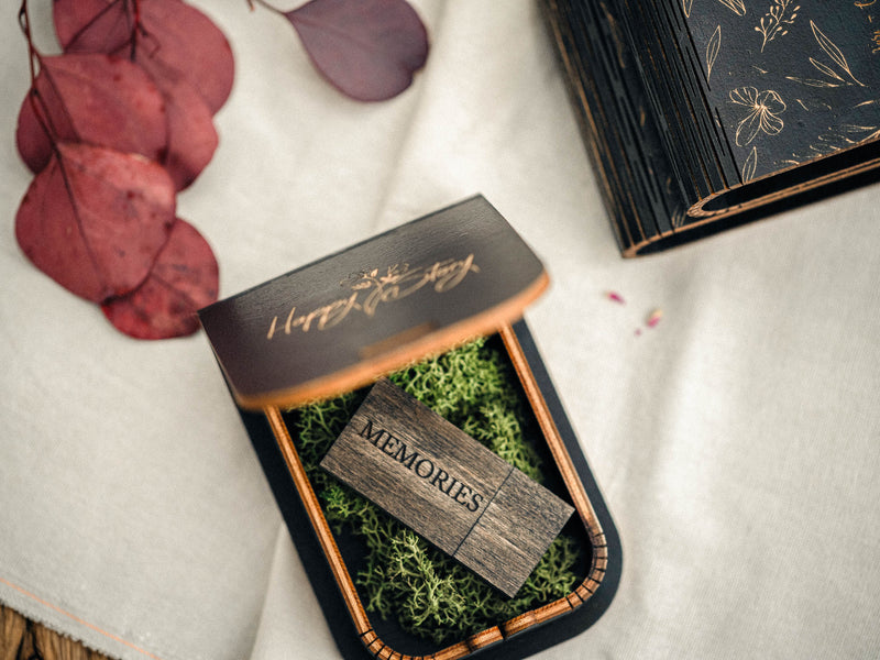 Elegant Wedding USB Box with Optional Personalized Wooden Flash Drive - NZHANDICRAFT