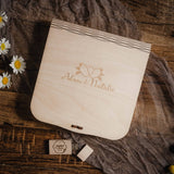 Engraved Wooden Box with for Wedding Photo Box with USB Drive