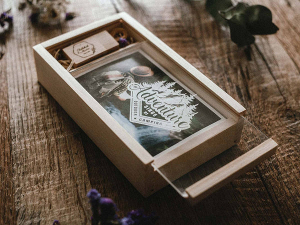 Gift for Wedding Couple - Personalized Wooden Photo Box with USB 3.0 Flash Drive - NZHANDICRAFT