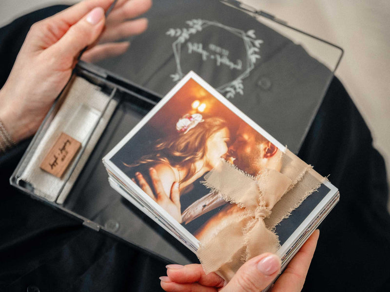 Glass Photo Box with Wood Crystal USB Drive for Wedding Photo