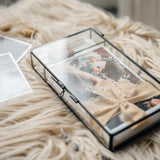 Glass Photo Box with Wood Crystal USB Drive for Wedding Photo