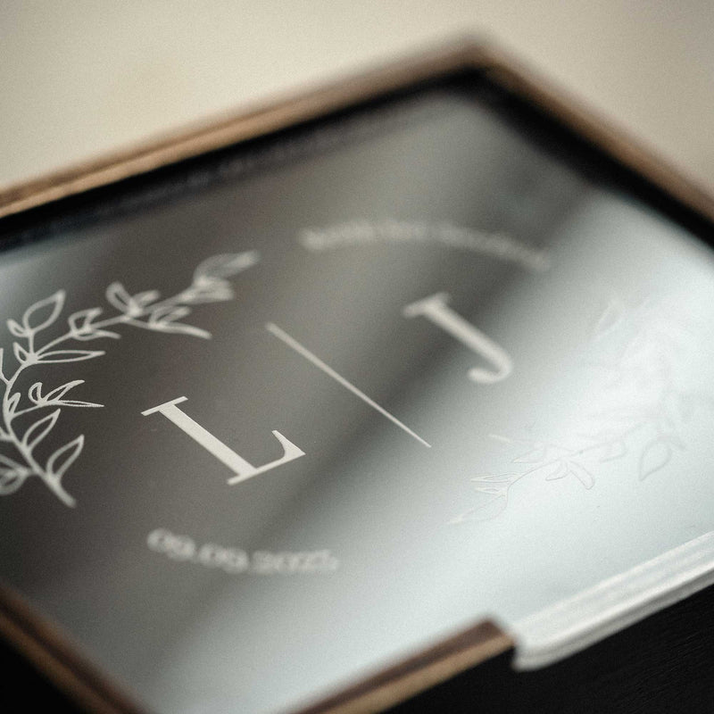 Large Black Wedding Memory Box with Acrylic Lid for Photo & Letter Storage - NZHANDICRAFT