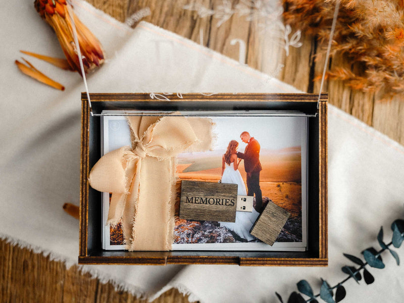 Large Black Wedding Memory Box with Acrylic Lid for Photo & Letter Storage - NZHANDICRAFT