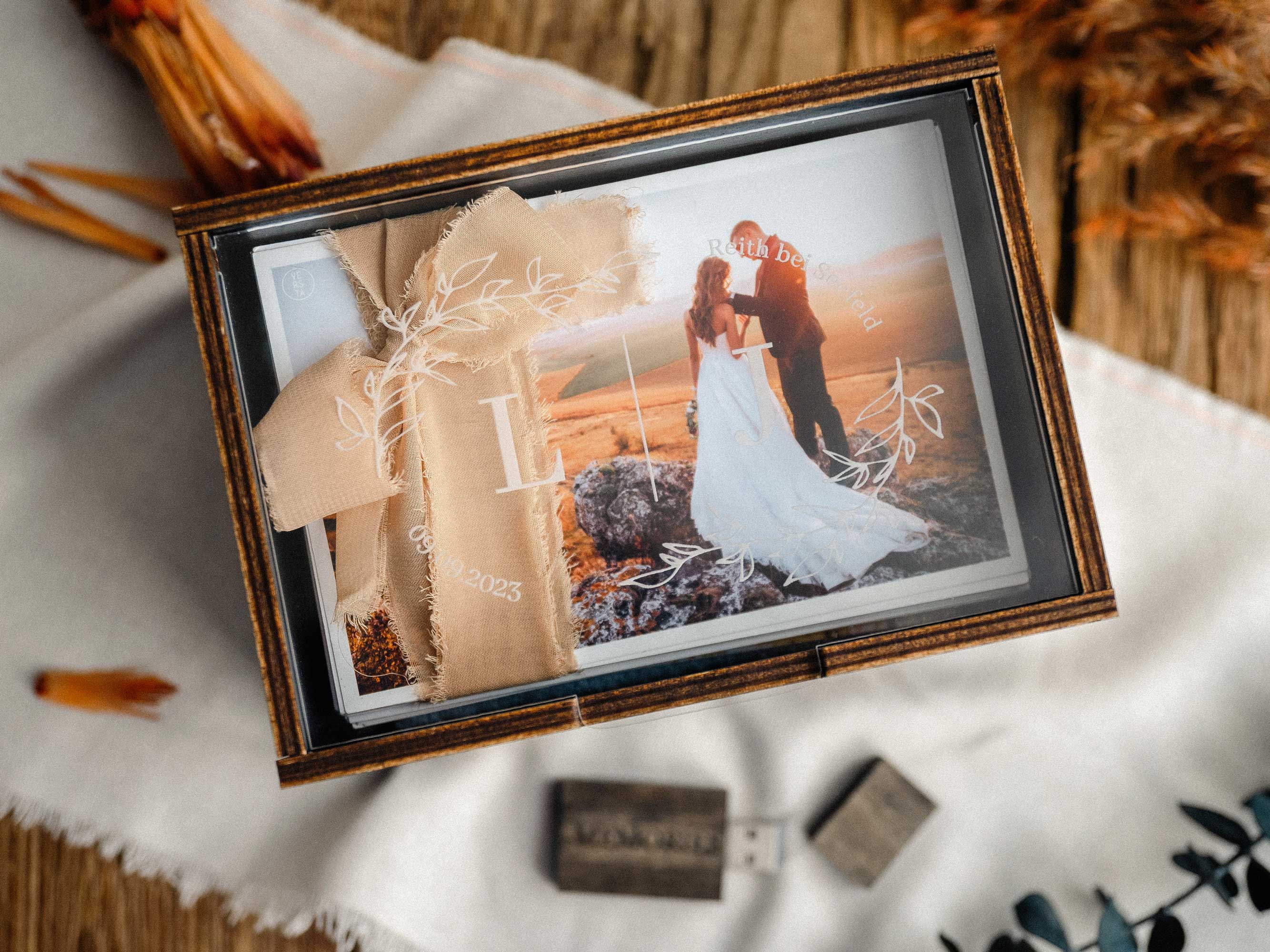 Large Black Wedding Memory Box with Acrylic Lid for Photo & Letter Storage - NZHANDICRAFT