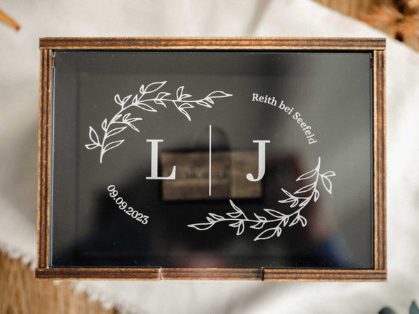 Large Black Wedding Memory Box with Acrylic Lid for Photo & Letter Storage - NZHANDICRAFT