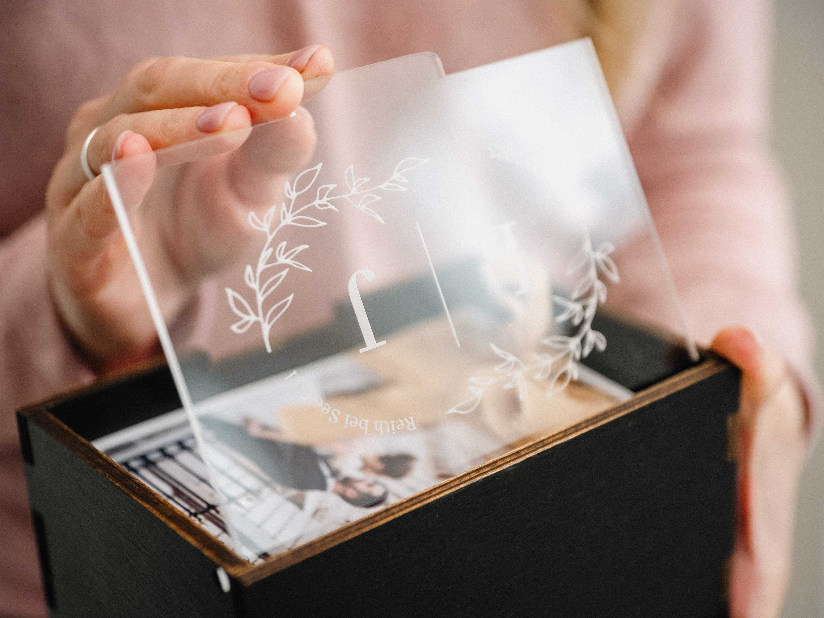 Large Black Wedding Memory Box with Acrylic Lid for Photo & Letter Storage - NZHANDICRAFT