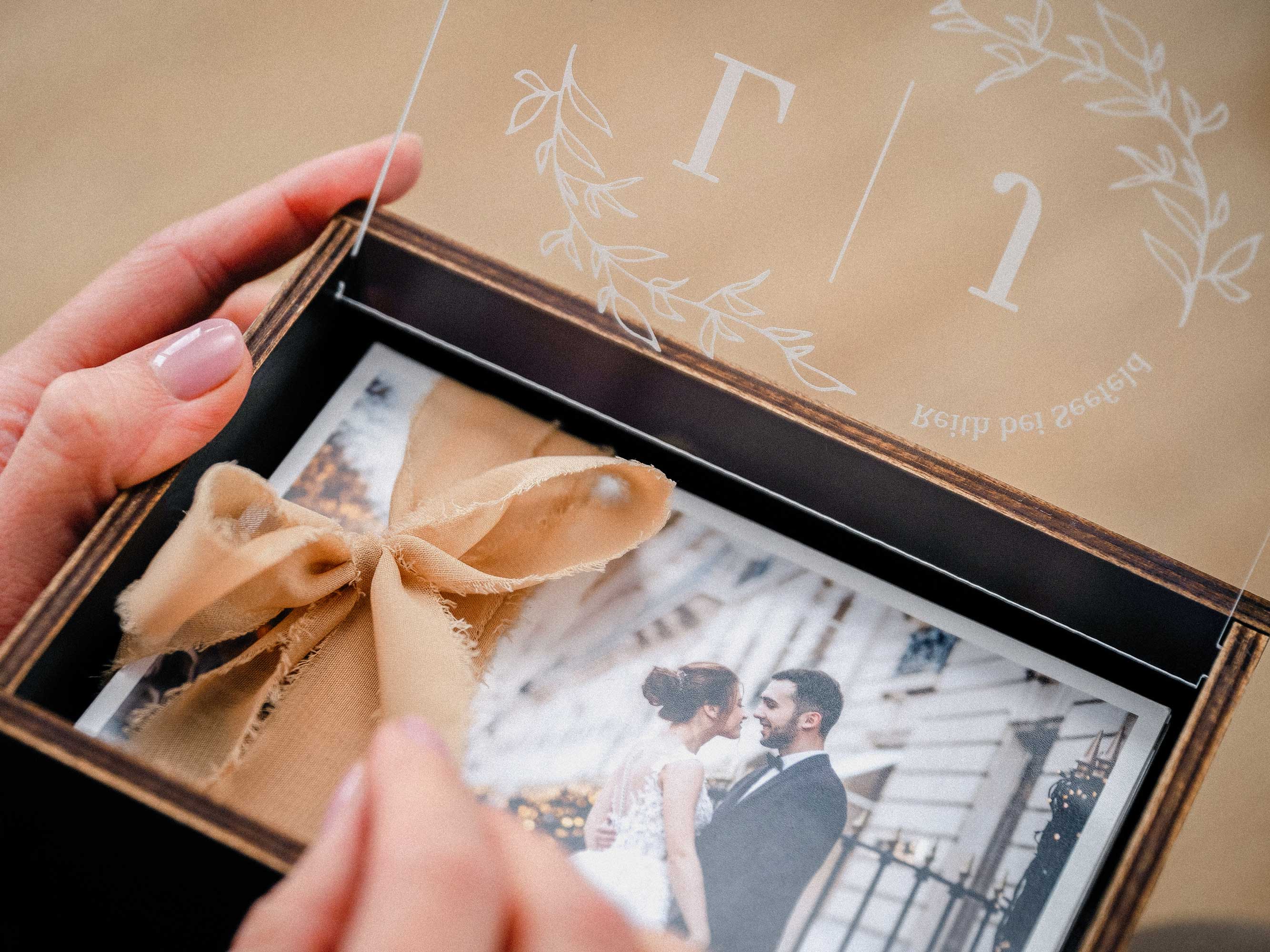 Large Black Wedding Memory Box with Acrylic Lid for Photo & Letter Storage - NZHANDICRAFT
