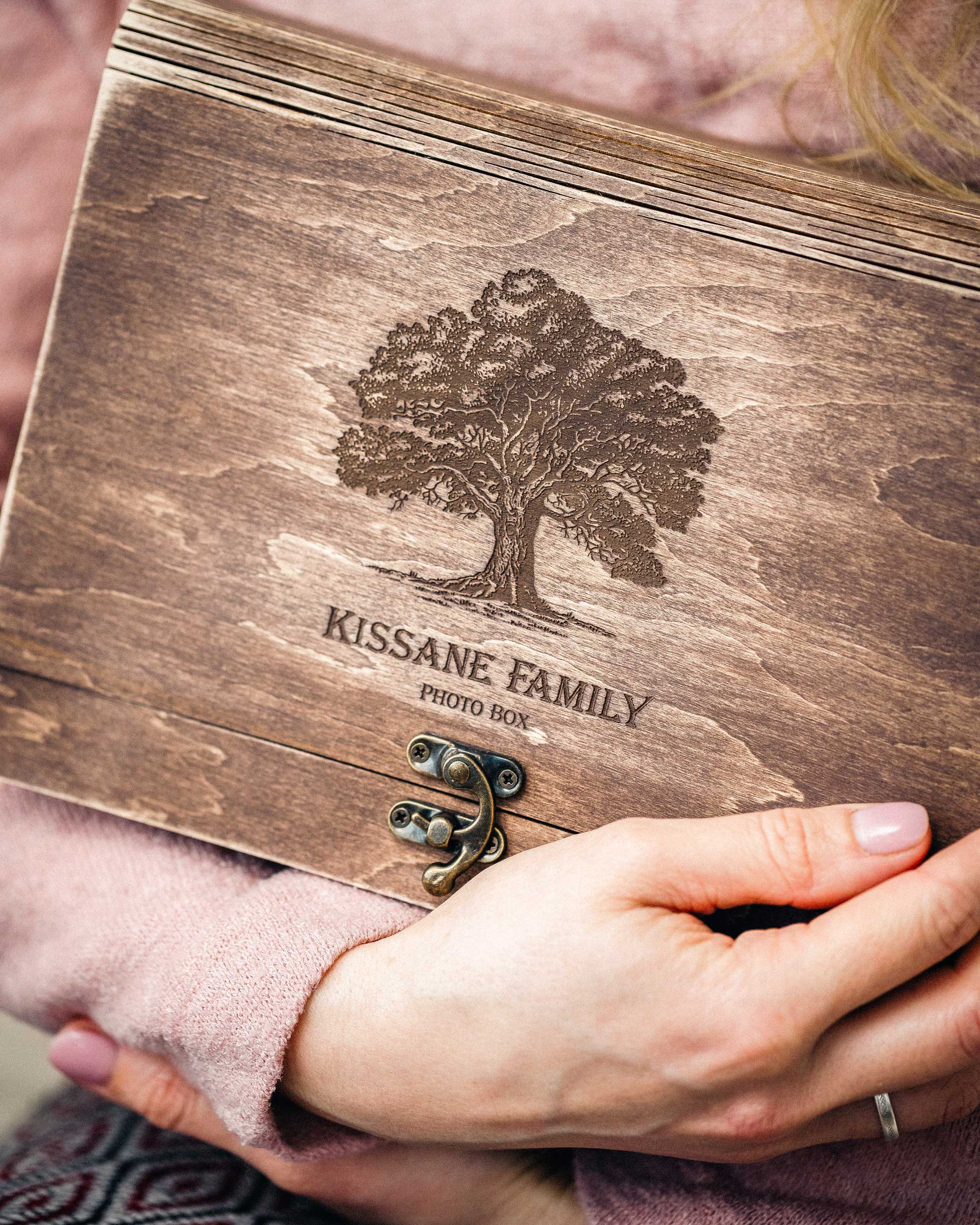 Vintage Wooden Photo Box with USB Slot – Personalized Wedding Gift - NZHANDICRAFT