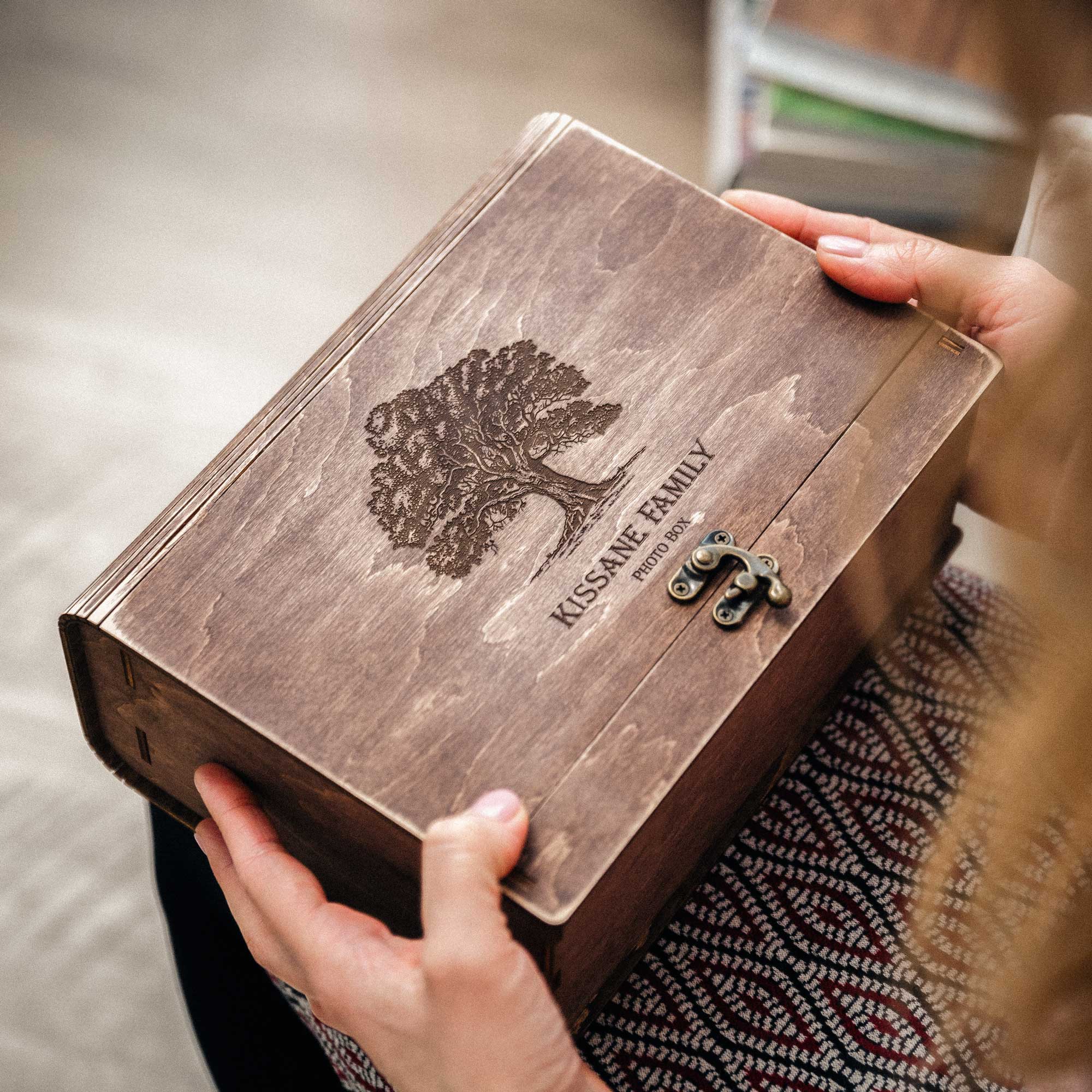 Vintage Wooden Photo Box with USB Slot – Personalized Wedding Gift - NZHANDICRAFT