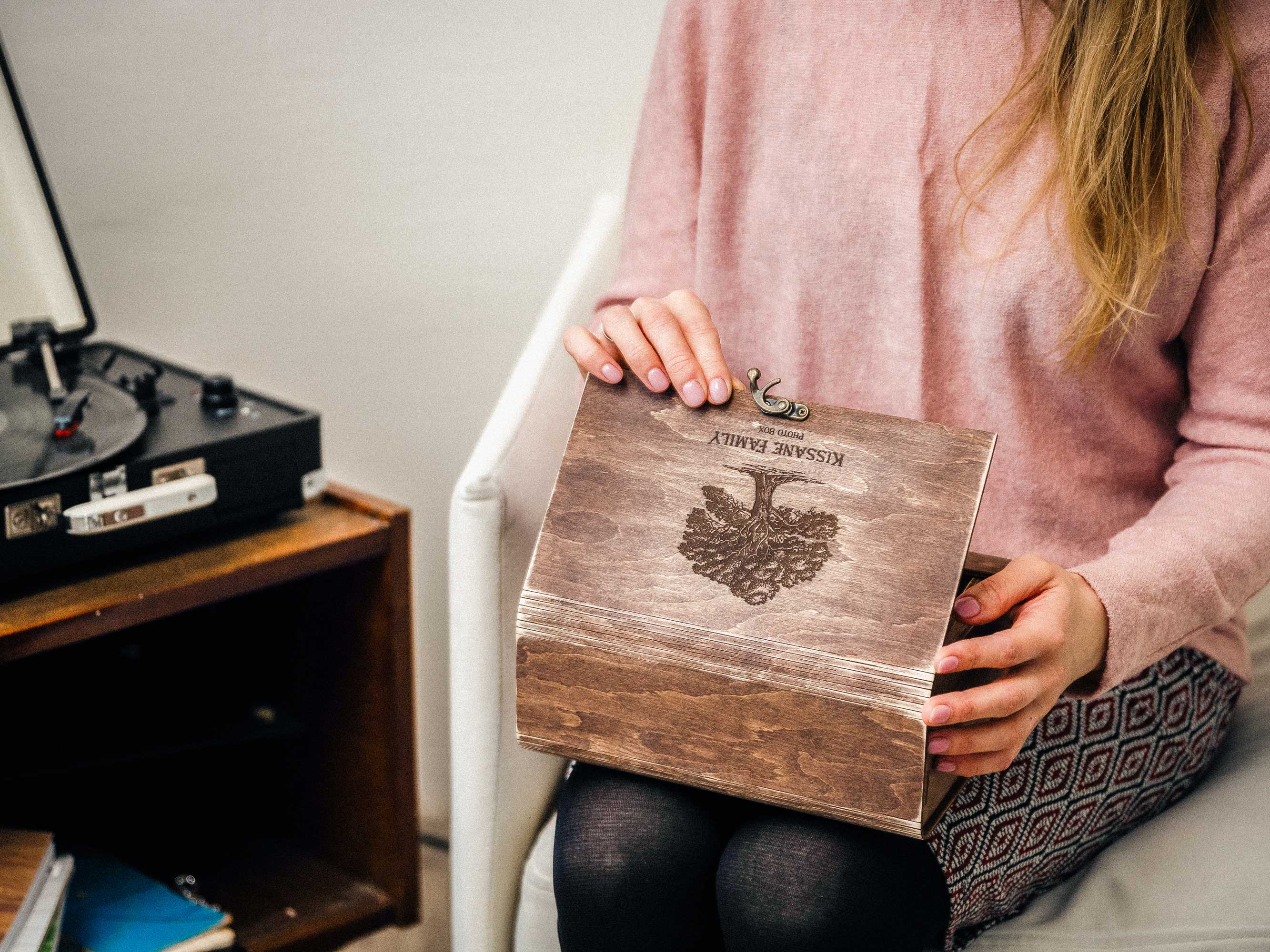Vintage Wooden Photo Box with USB Slot – Personalized Wedding Gift - NZHANDICRAFT