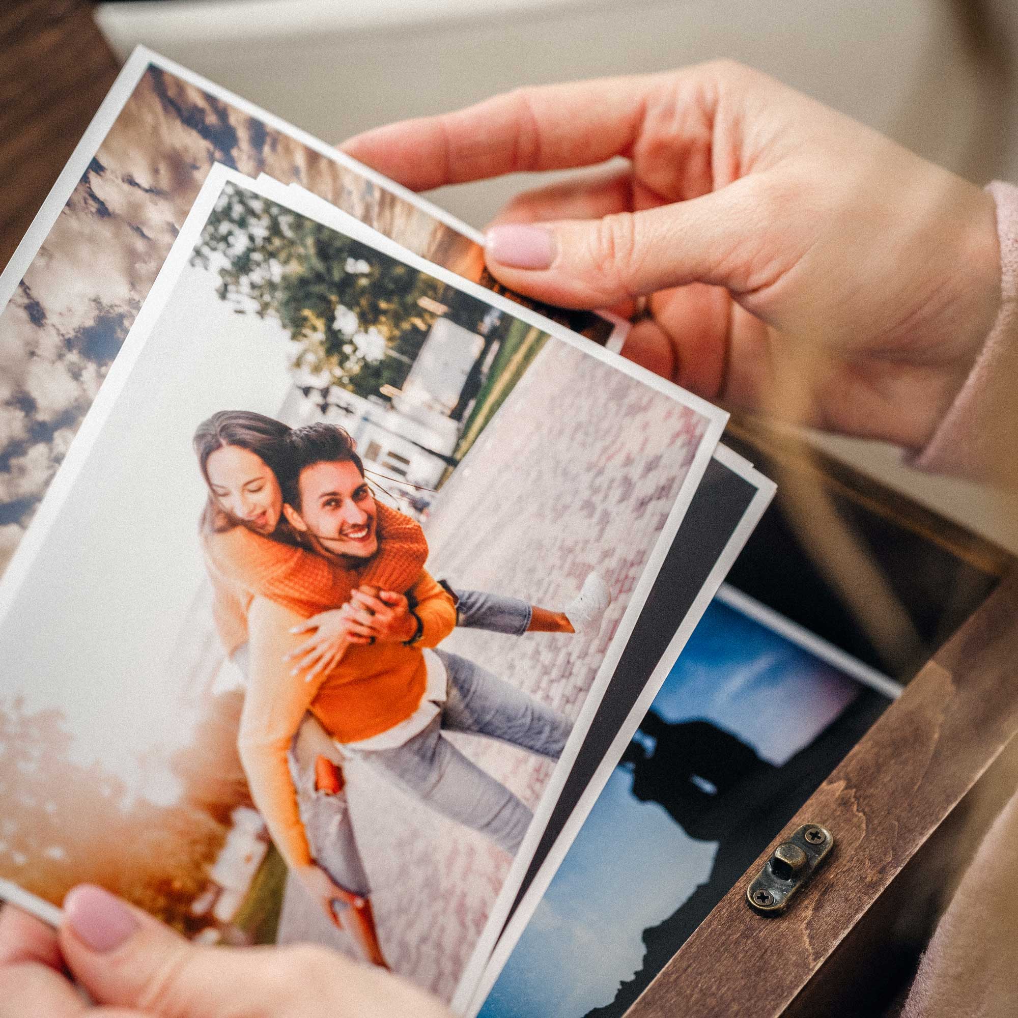 Vintage Wooden Photo Box with USB Slot – Personalized Wedding Gift - NZHANDICRAFT
