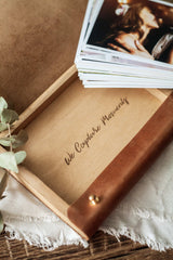 Leather Box for Photo with Wood USB Flash Drive Gift Wedding Photo Box - nzhandicraft