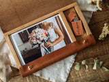 Leather Box for Photo with Wood USB Flash Drive Gift Wedding Photo Box - nzhandicraft