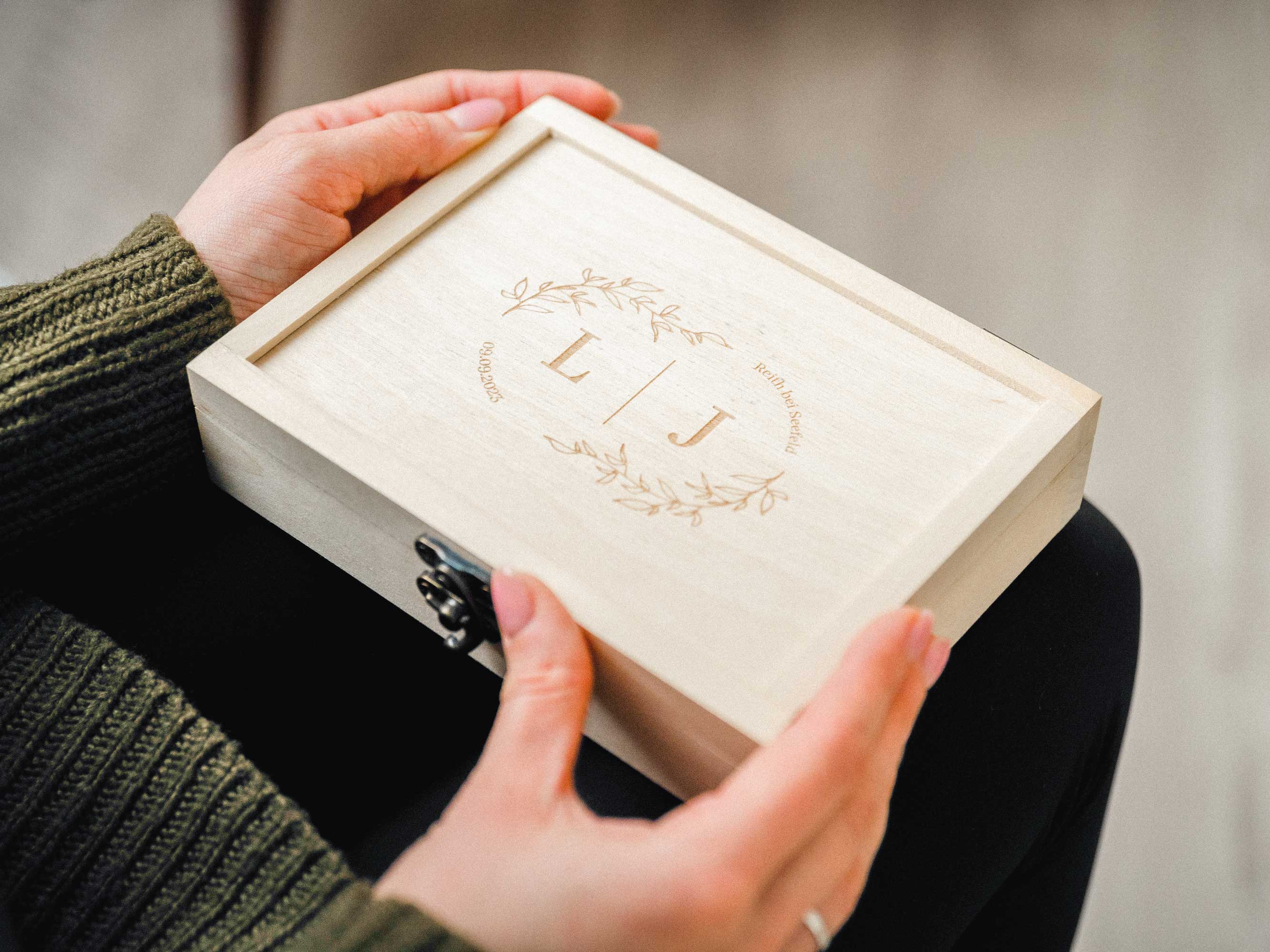Example Photo Box Natural Wood Photo Box – Elegant Personalized Keepsake for Weddings ...