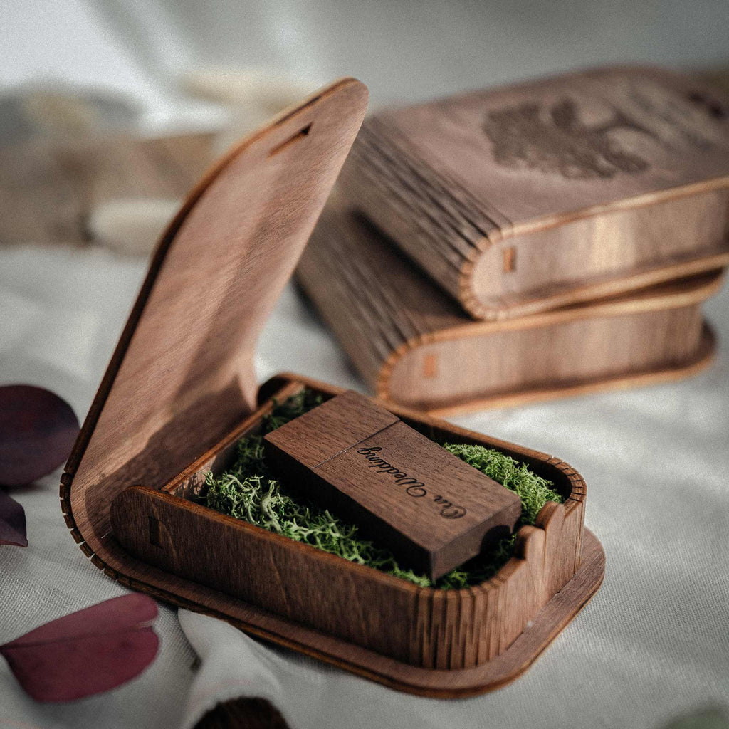 Personalized USB Box with Wooden Flash Drive (option) for Wedding ...