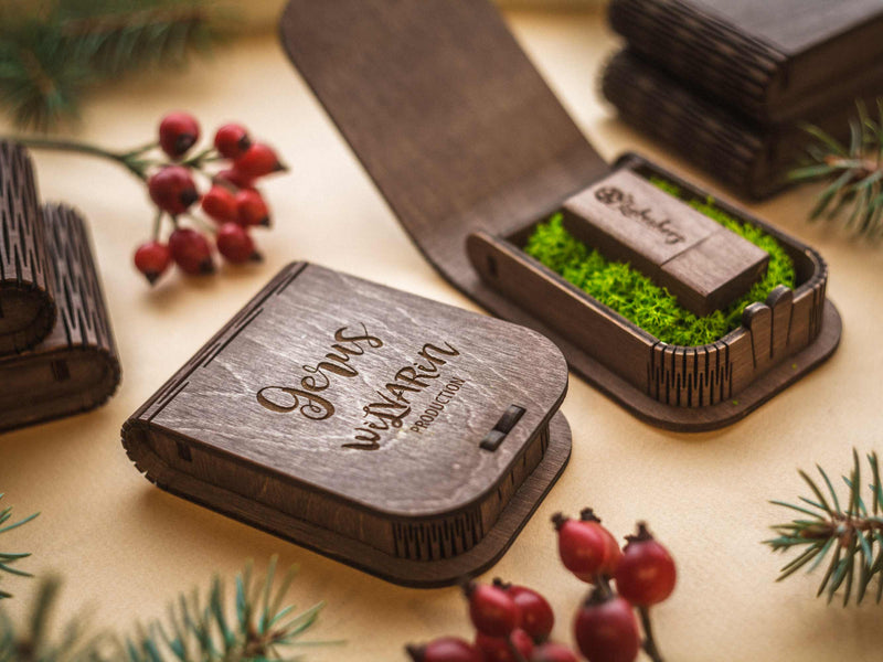 Personalized USB Box with Wooden Flash Drive (option) for Wedding Photographers - NZHANDICRAFT