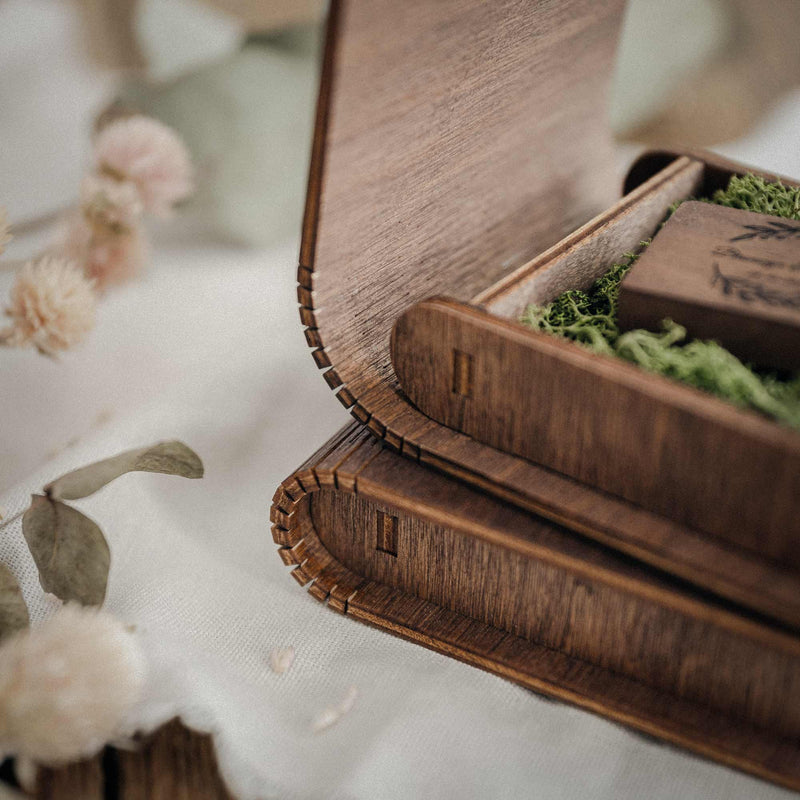 Personalized USB Box with Wooden Flash Drive (option) for Wedding Photographers - NZHANDICRAFT