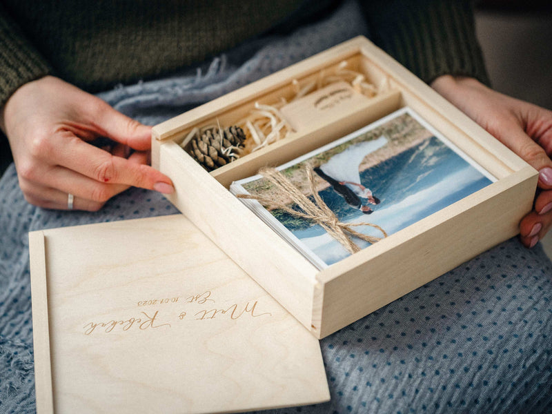 Personalized Wedding Photo Box with USB, Wooden Memory Storage Box (Copy) - NZHANDICRAFT