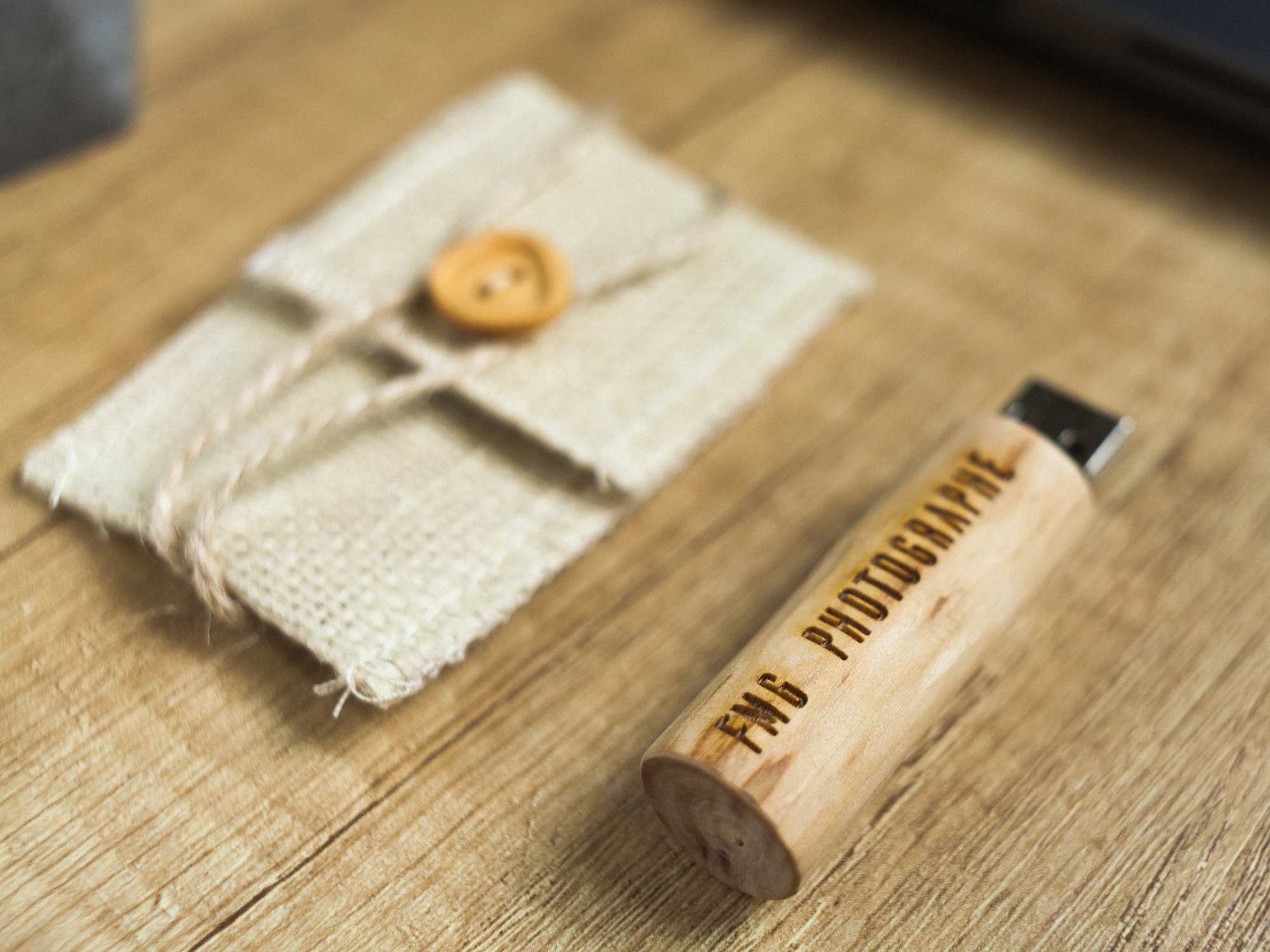 Natural Wooden USB Flash Drive in Eco Style with Linen Wrap | NZHANDICRAFT