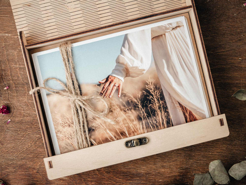 Personalized Wooden Wedding Photo Storage Box for Photographers
