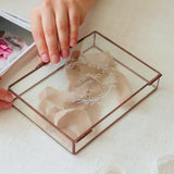 Luxuriöse Rose-Gold Glas-Foto-Box – Handgefertigtes Hochzeitsfotografie-Geschenk