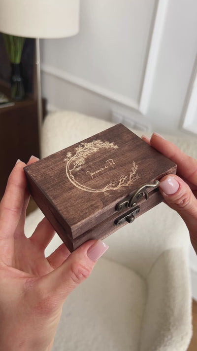 Video thumbnail: hands holding a personalized engraved wooden USB box.