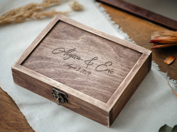 Vintage Wooden Photo Box – Personalized Keepsake for Weddings & Special Occasions - NZHANDICRAFT