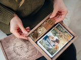 Vintage Wooden Wedding Photo Box with USB & Custom Lid - NZHANDICRAFT