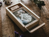 Wedding Photo Box with Personalized Acrylic Lid and USB Flash Drive - nzhandicraft